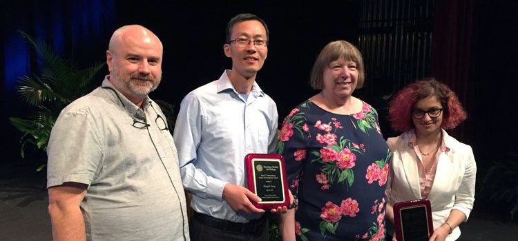APJI+Awardee+Photo-(1) ASV President Andrew Pekosz, Junior Investigator Awardee Zongdi Feng, Ann Palmenberg, Junior Investigator Awardee Marta Gaglia