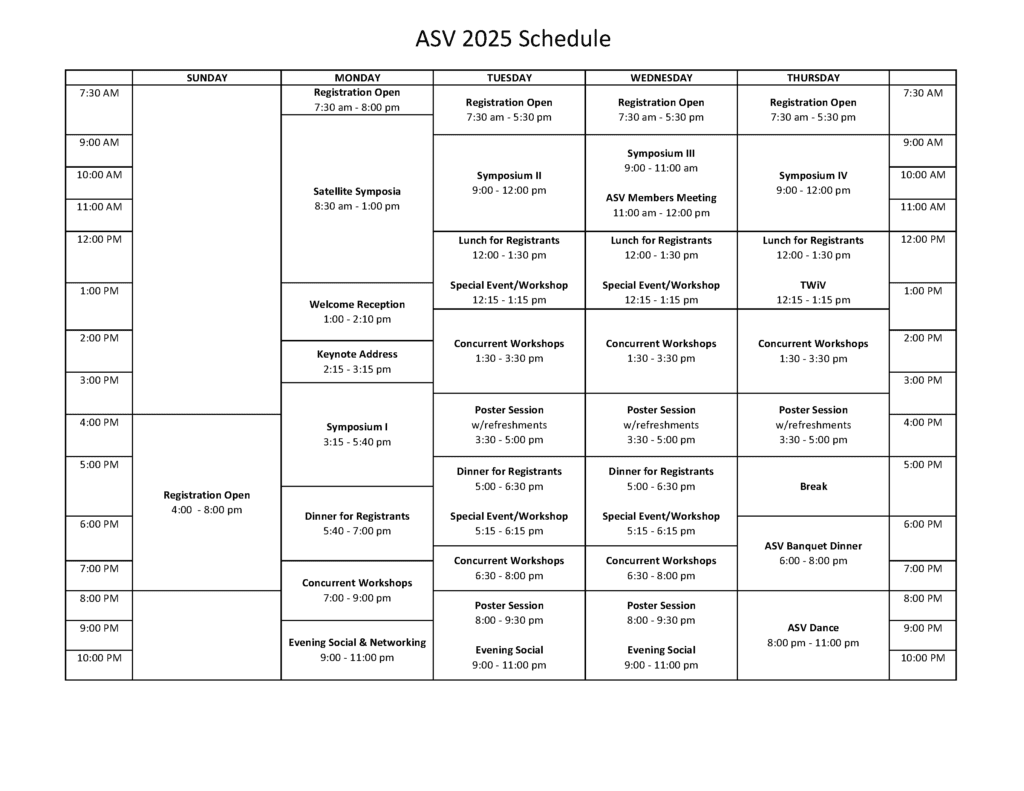 ASV 2025 Schedule