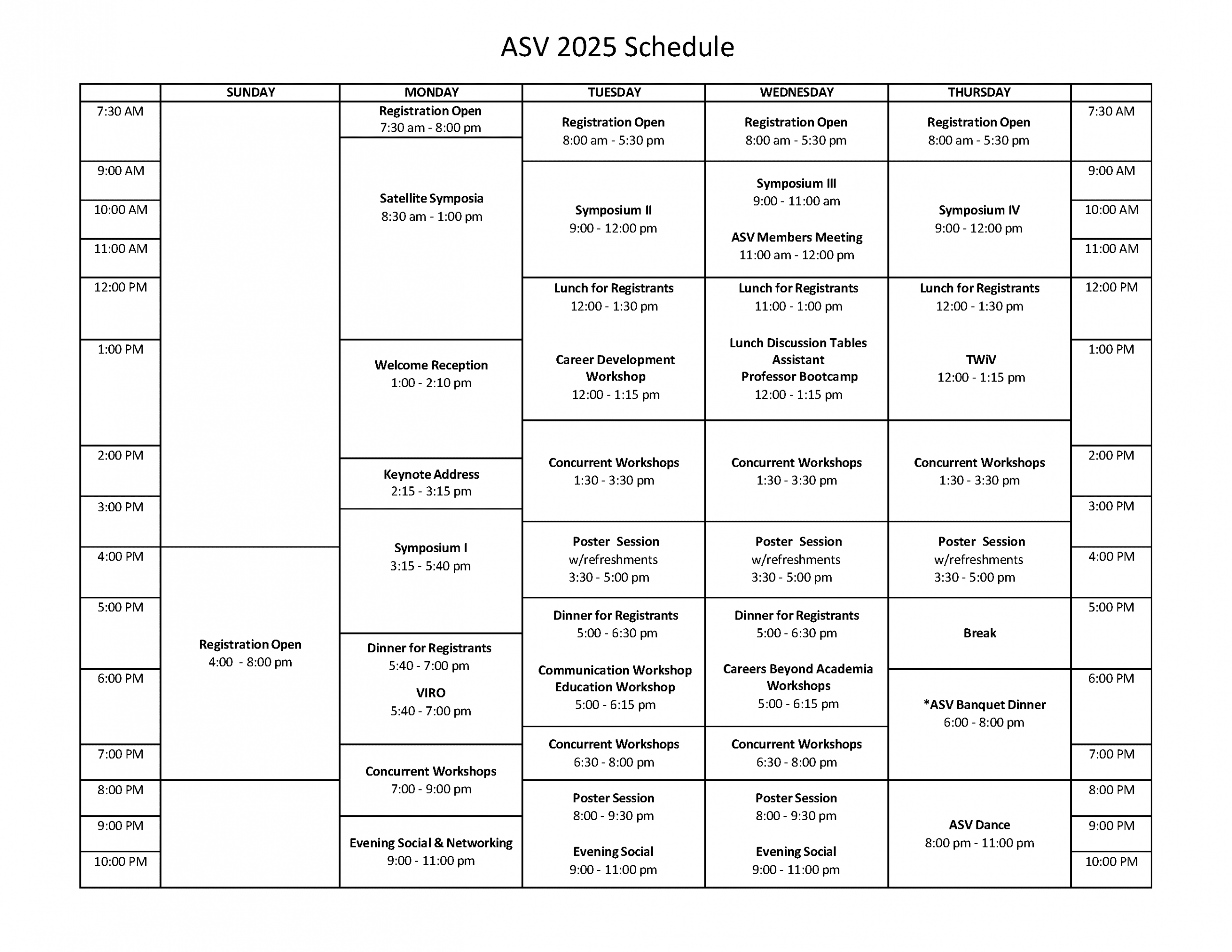 ASV 2025 Schedule
